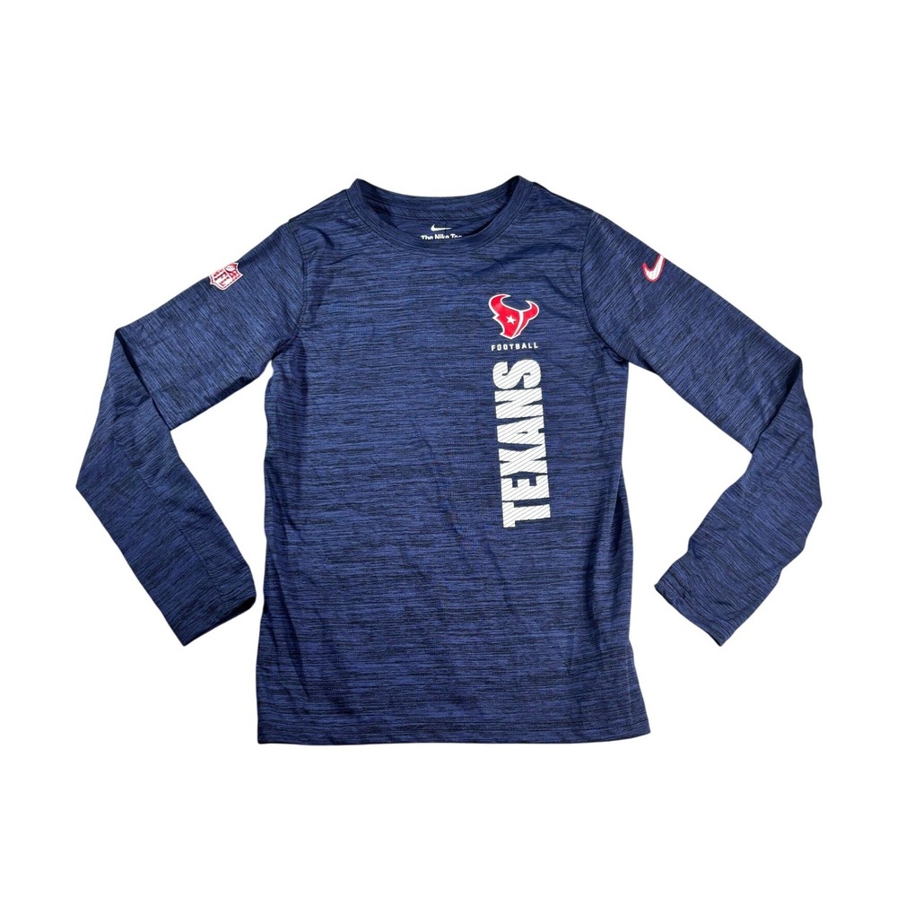 Nike Kids Houston Texans Dri-FIT Long Sleeve Shirt Navy Blue S 8 9Z1B7NFEW-TEX